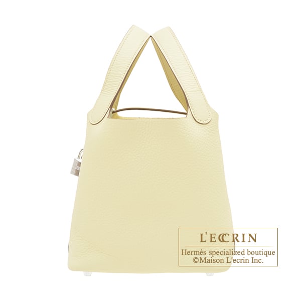 Hermes Picotin Lock bag 18/PM Jaune milton Clemence leather Silver hardware