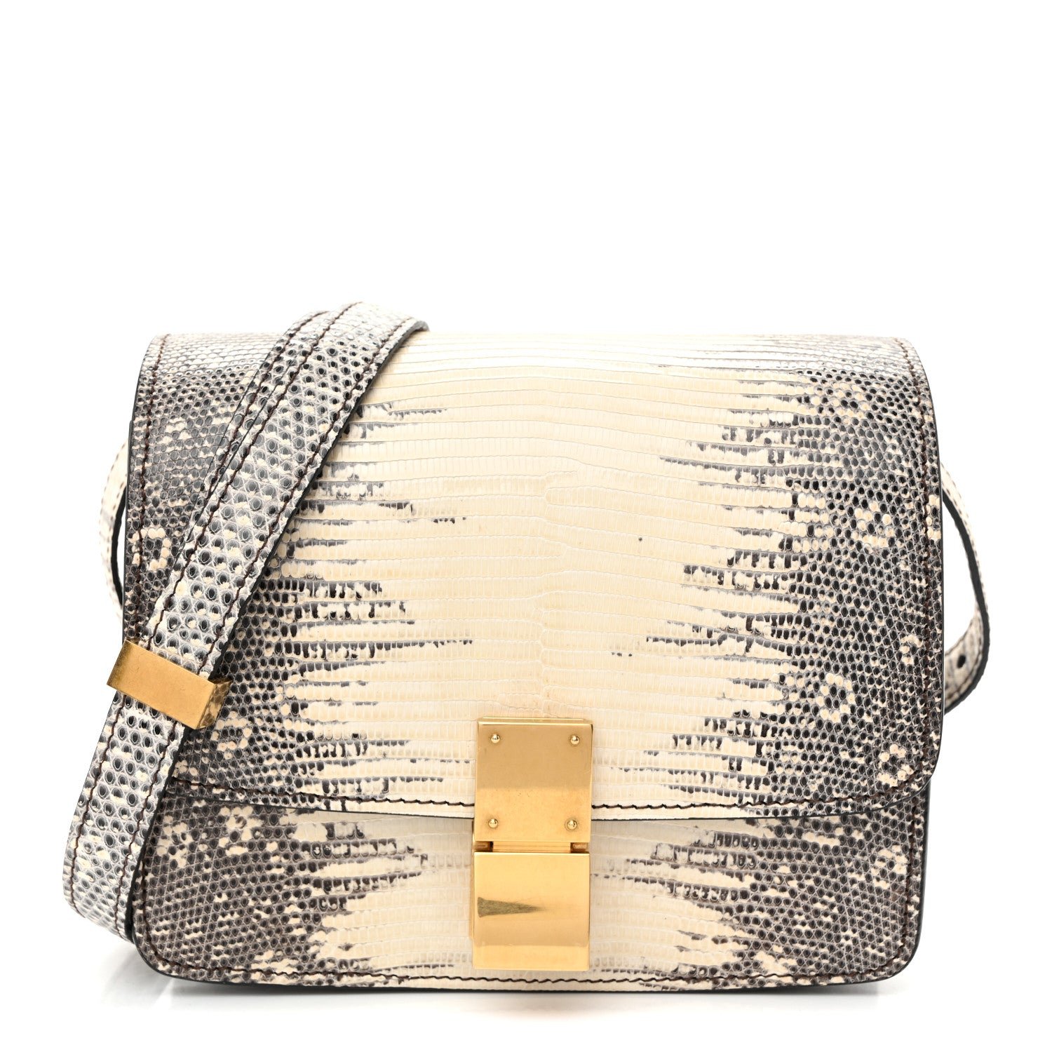 Celine Lizard Small Classic Box Flap Bag Natural
