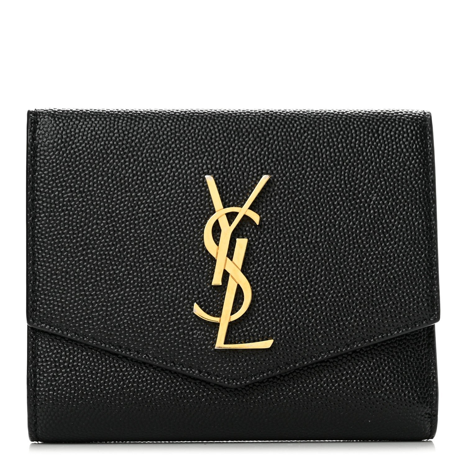 Saint Laurent Grain De Poudre Monogram Bi-Fold Wallet Black
