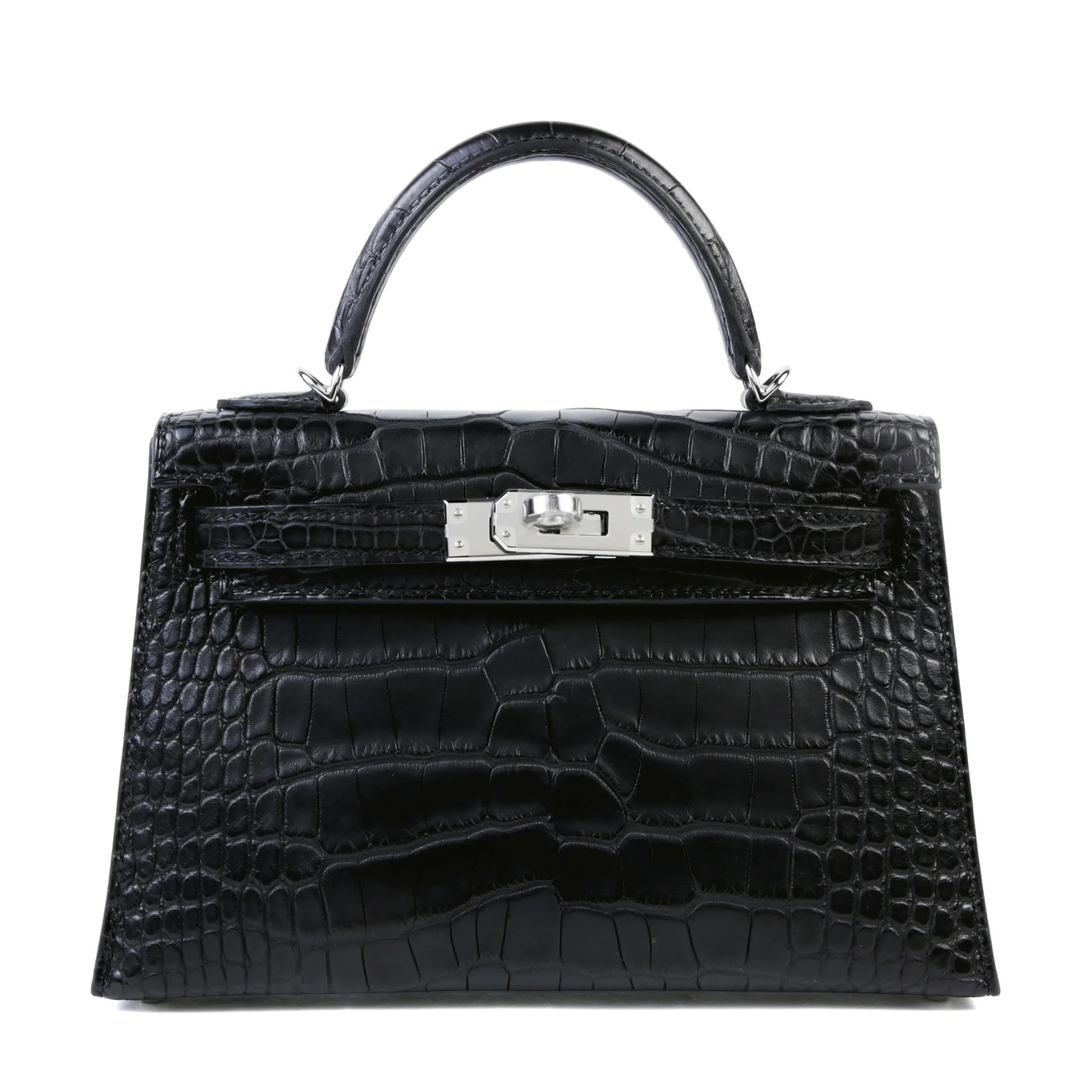 Brand New ( Rank N ) HERMÈS Mini Kelly II Noir (89) Matte Alligator Palladium hardware K (2025)