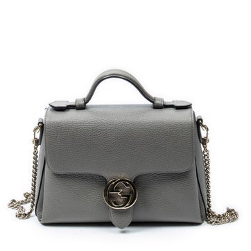 Leather Interlocking G Top Handle