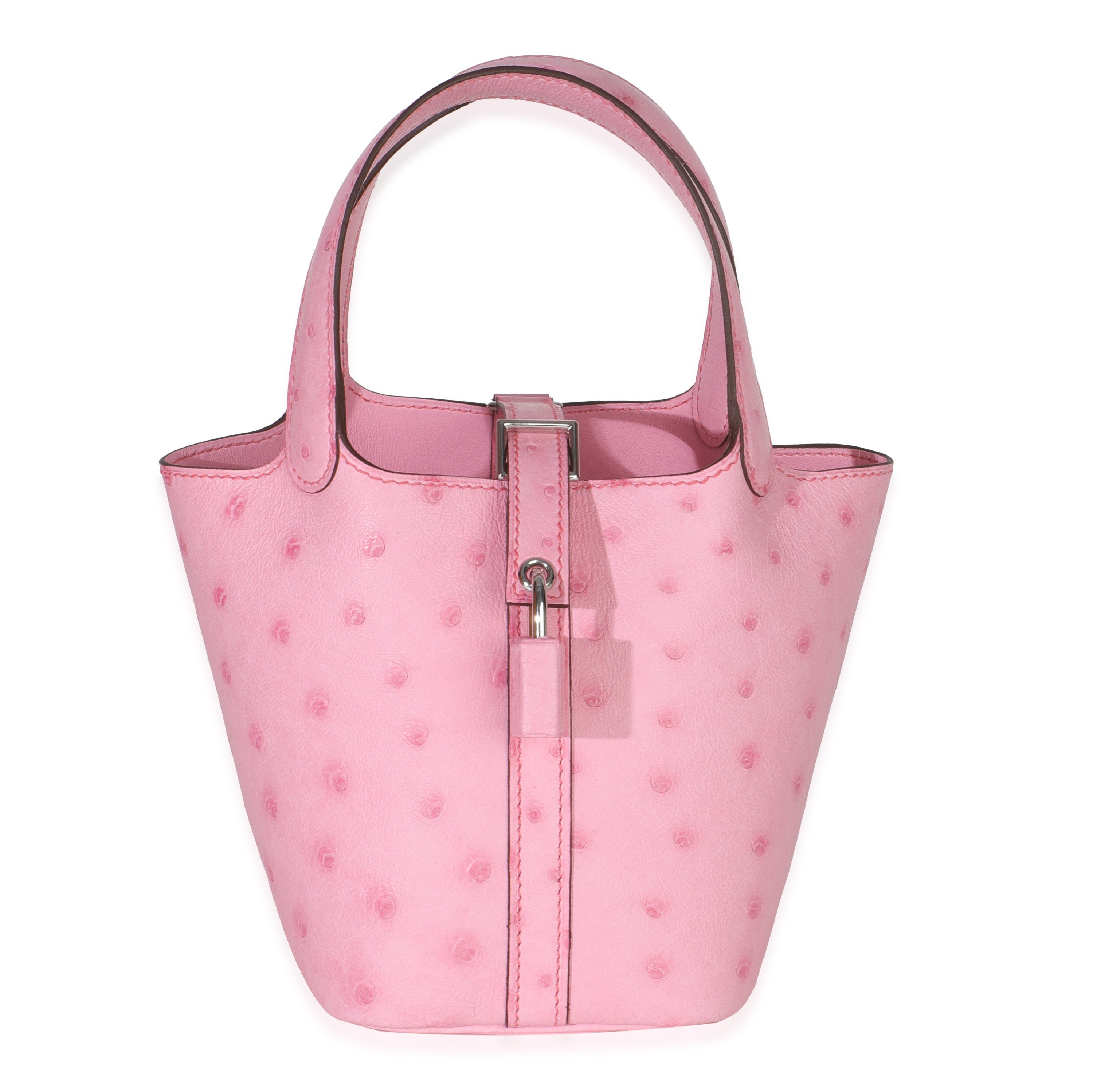 Hermes Bubblegum Pink Ostrich Micro Picotin Lock 14 PHW