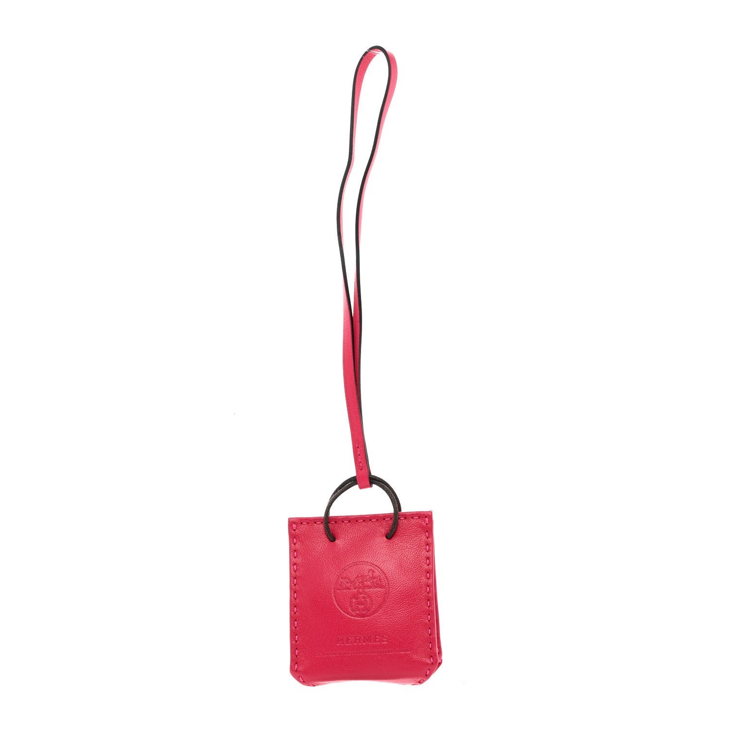 Hermes Milo Lambskin Swift Shopping Bag Charm Rose Mexico
