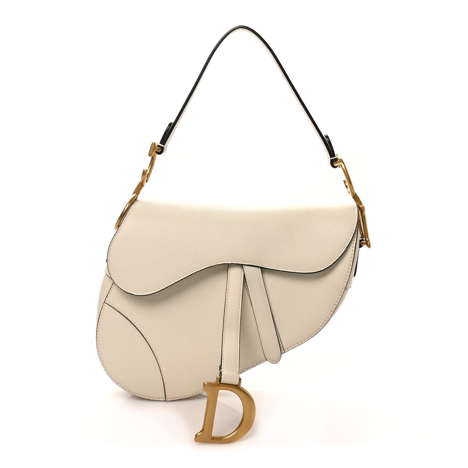 Christian Dior Grained Calfskin Saddle Bag White