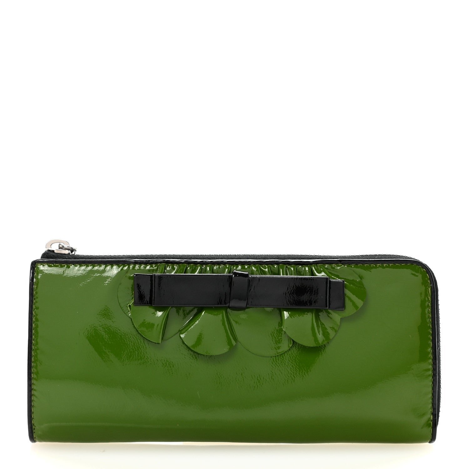 Miu Miu Miu Miu Patent Bow Flap Wallet Green Black