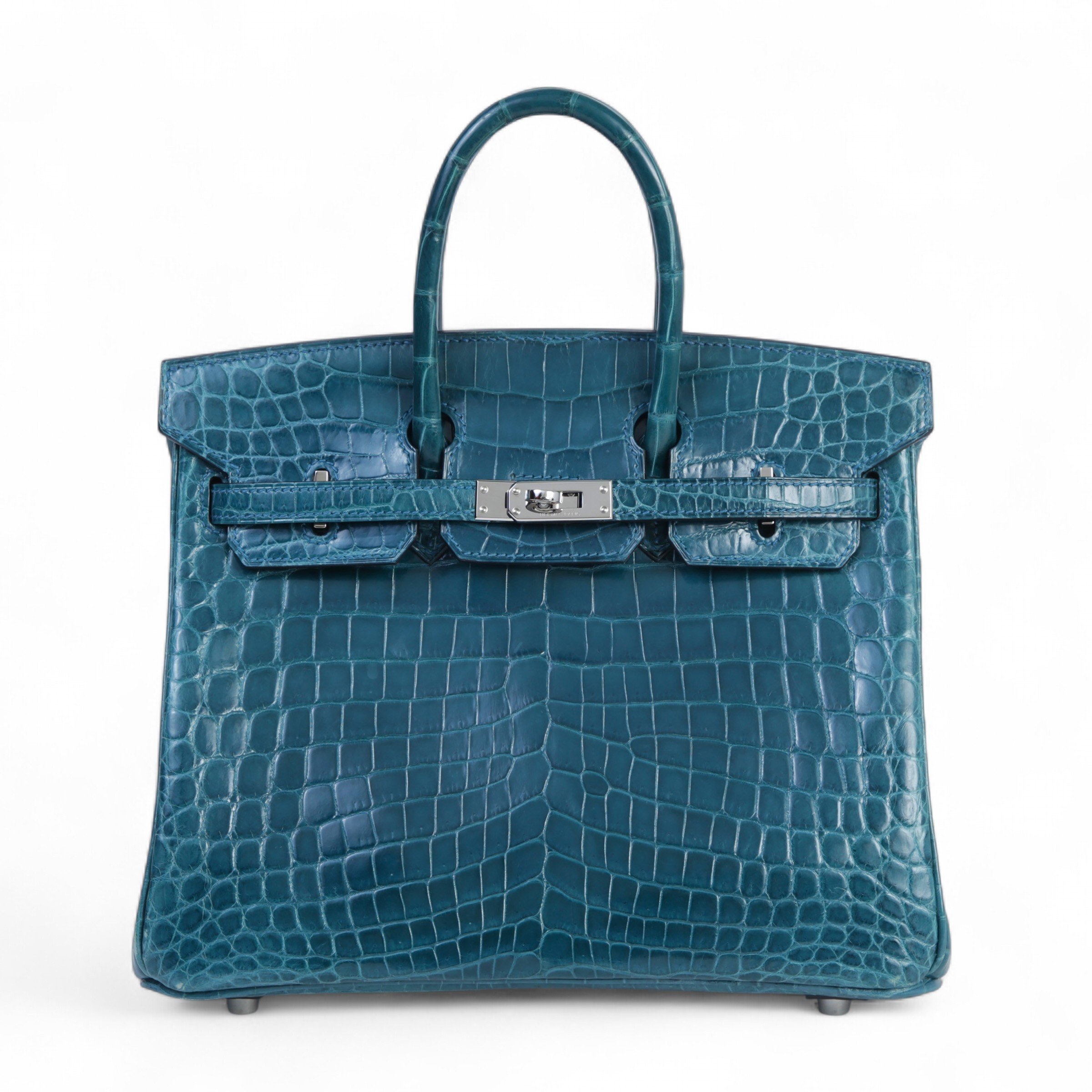 Hermes Very Good ( Rank A) HERMÈS Birkin 25 Colvert (1P) Shiny Niloticus Crocodile Palladium hardware T (2015)