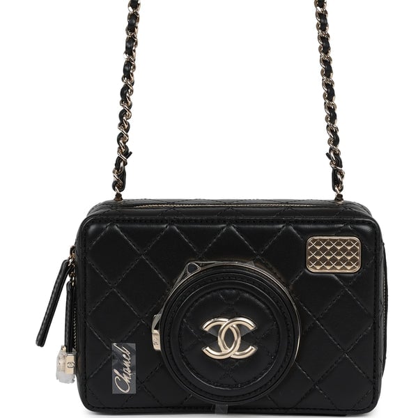 Chanel Coco Click Camera Bag Black Lambskin Light Gold Hardware