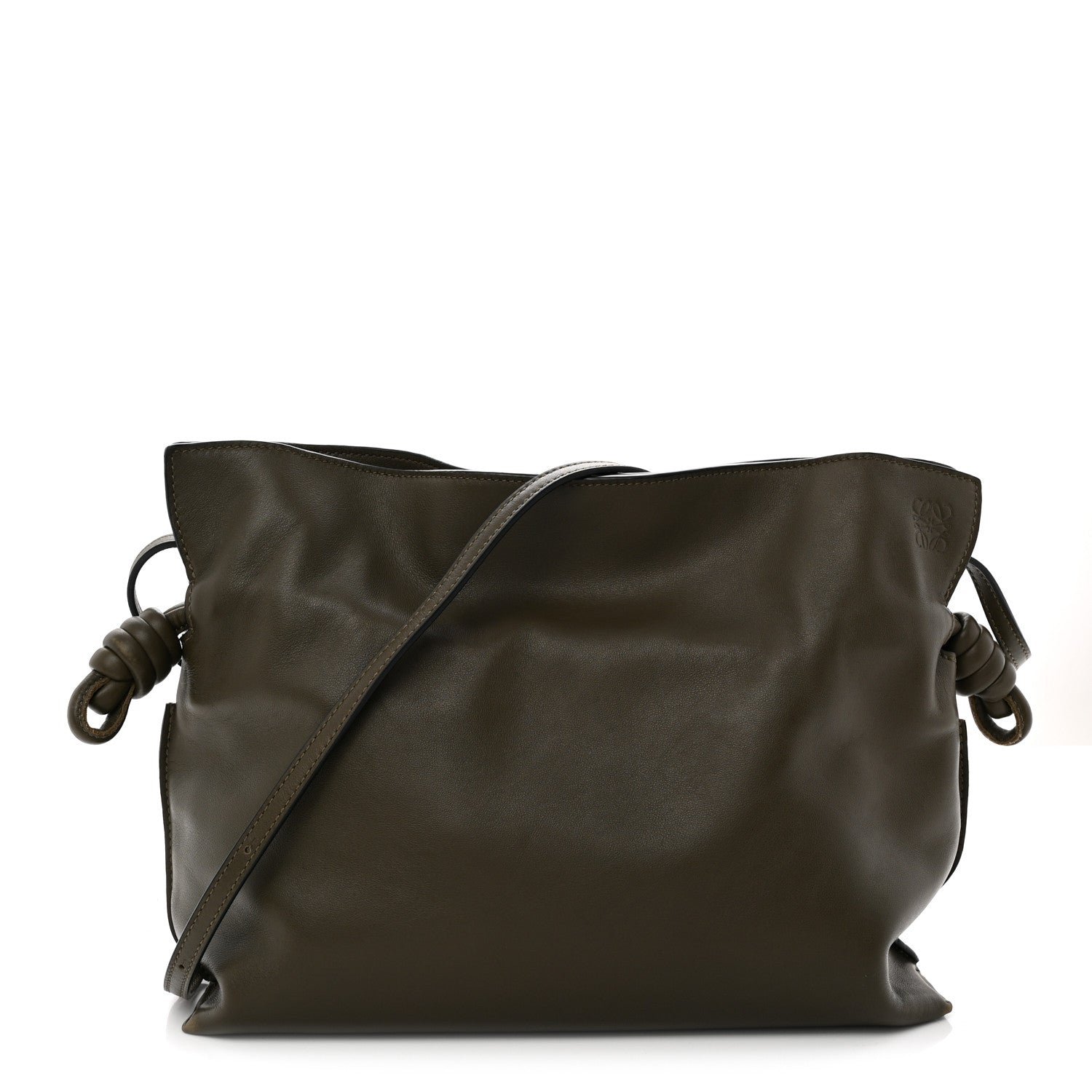 Loewe Nappa Flamenco Knot Clutch Dark Khaki