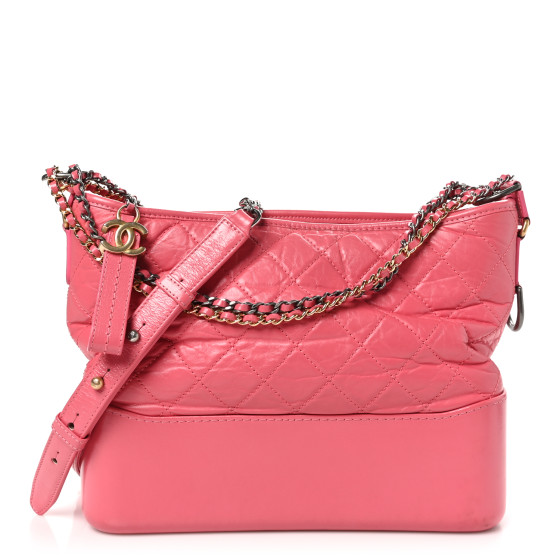 Chanel Aged Calfskin Quilted Medium Gabrielle Hobo Pink