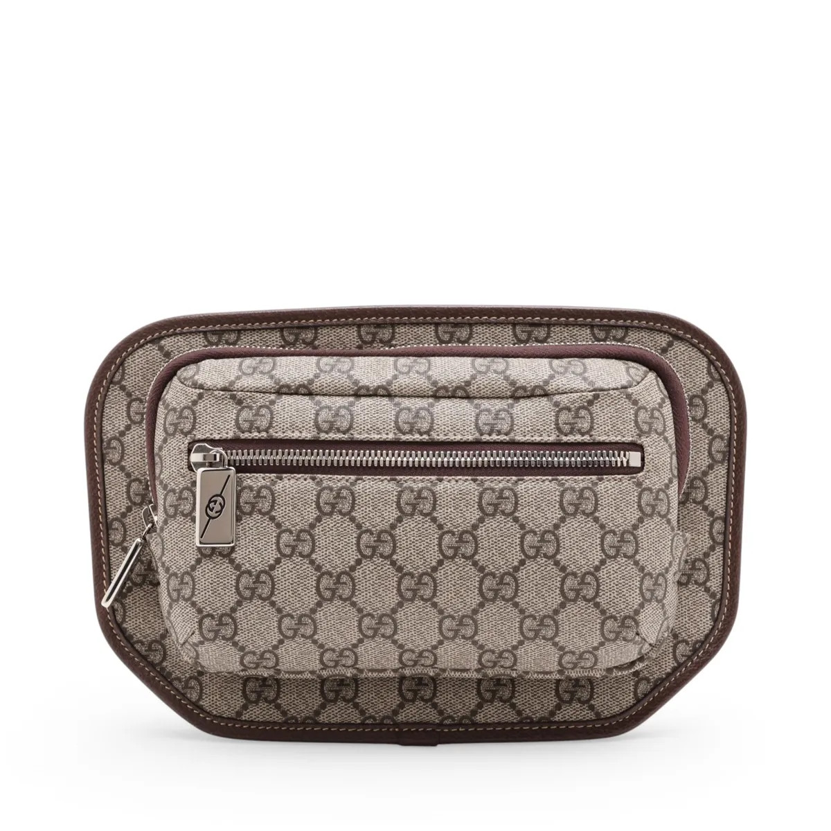 Gucci GG Supreme 760217 PVC & leather Sling backpack Brown