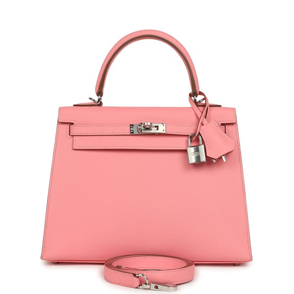 Hermes Hermes Kelly Sellier 25 Rose Confetti Epsom Palladium Hardware