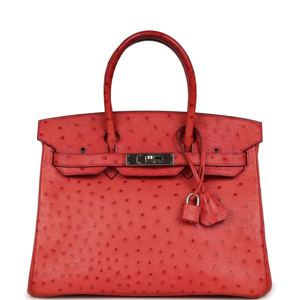 Hermes Pre-owned Hermes Birkin 30 Bougainvillea Ostrich Palladium Hardware