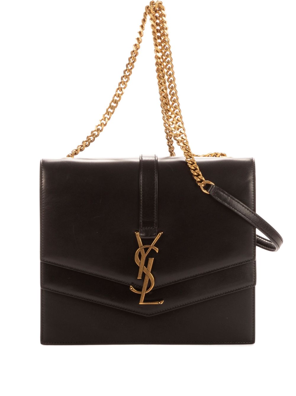 leather logo flap bag