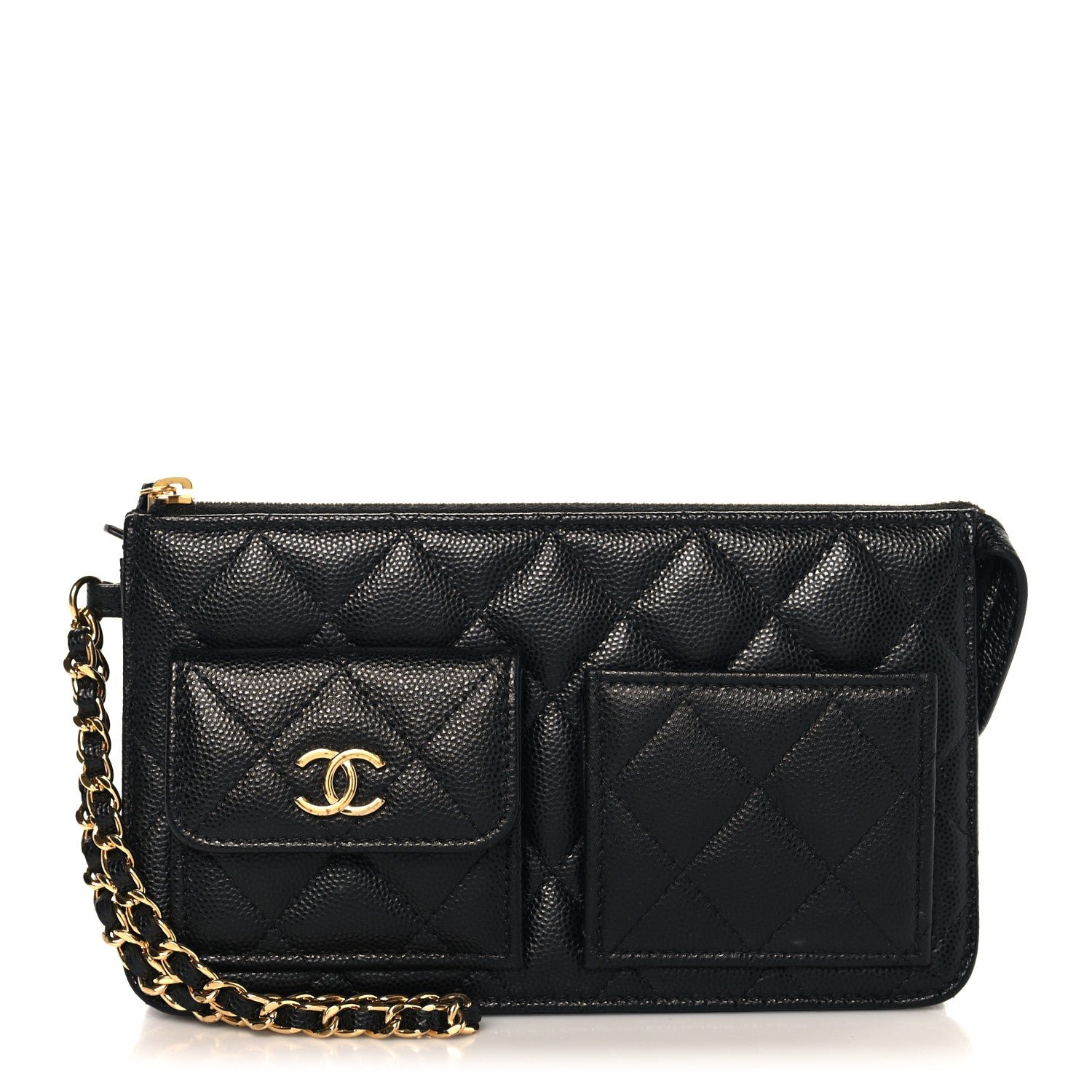Chanel Caviar Quilted Polly Pocket Pouch Black