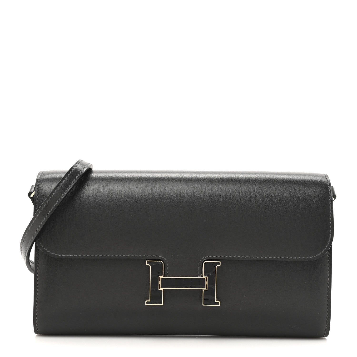 Hermes Box Shiny Alligator Constance Wallet To Go Graphite