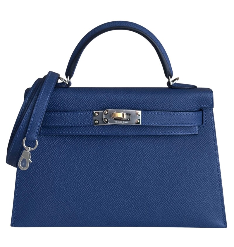 Bleu Tie Epsom Mini Kelly 20 II Electrum Hardware, 2025