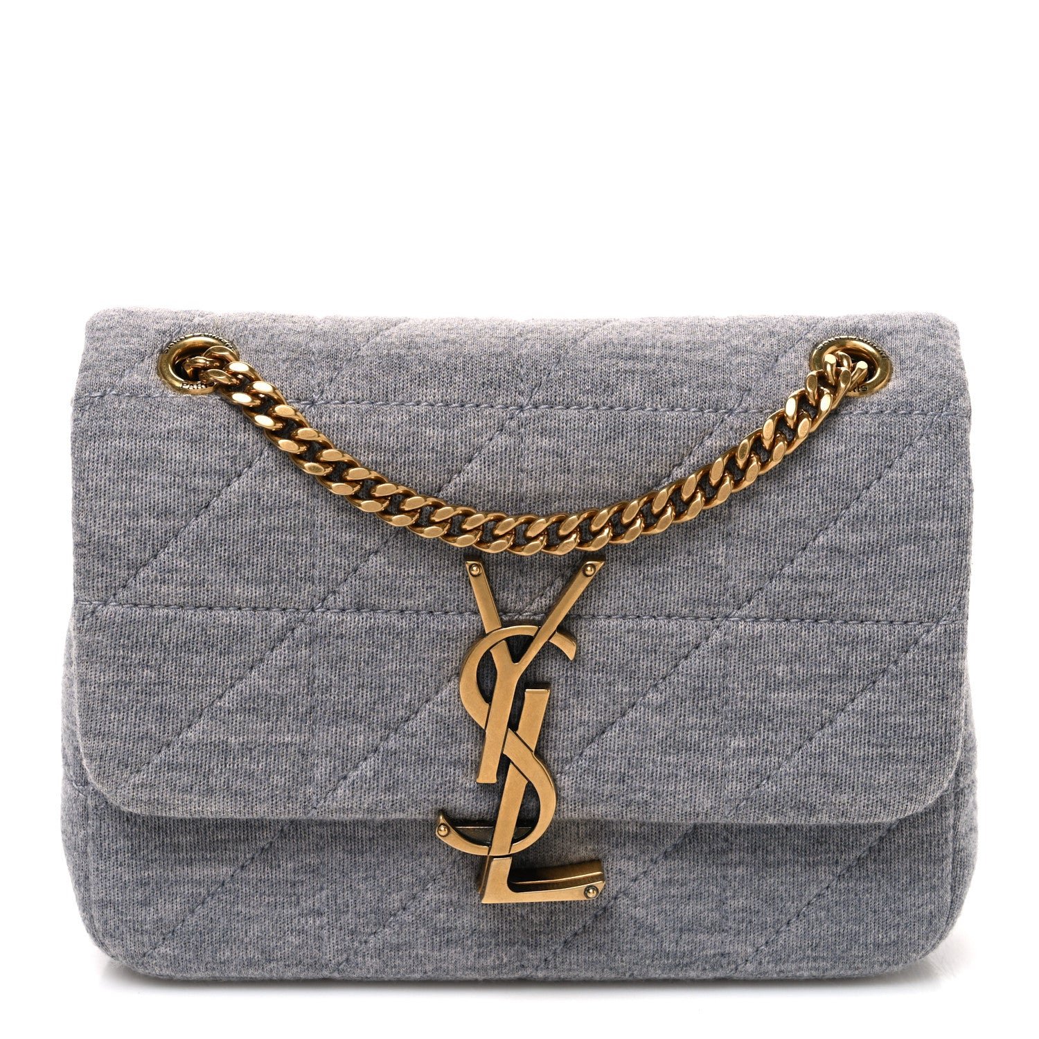 Saint Laurent Jersey Wool Patchwork Monogram Mini Jamie Baguette Grigio