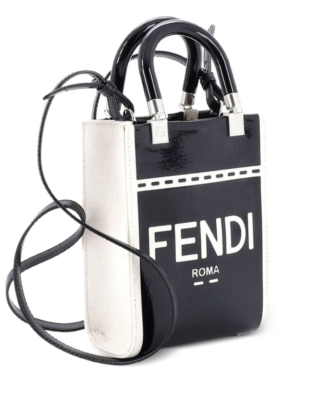 Sunshine Shopper Tote Patent and Canvas Mini crossbody bag