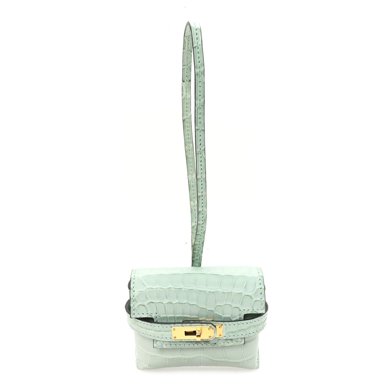 Hermes Matte Alligator Festival Kelly Bag Charm Vert D'eau