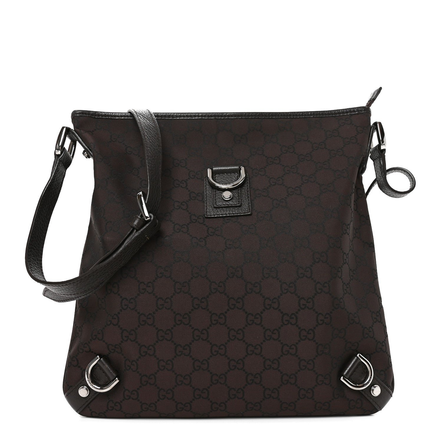 Gucci Nylon Monogram Abbey Messenger Bag Dark Brown