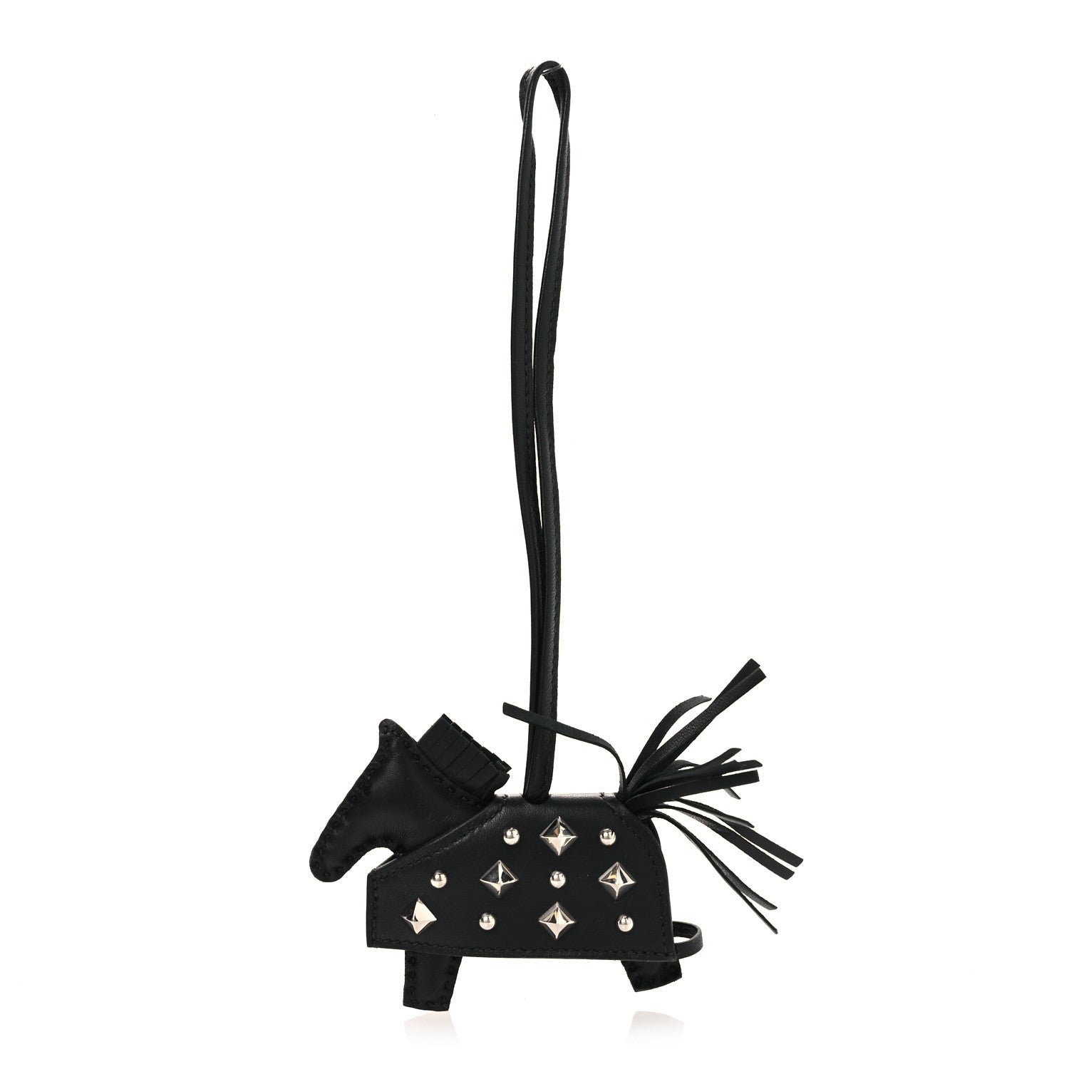 Hermes Hermes Milo Lambskin Studded Grigri Rodeo Robeo Rock Horse Bag Charm PM Black