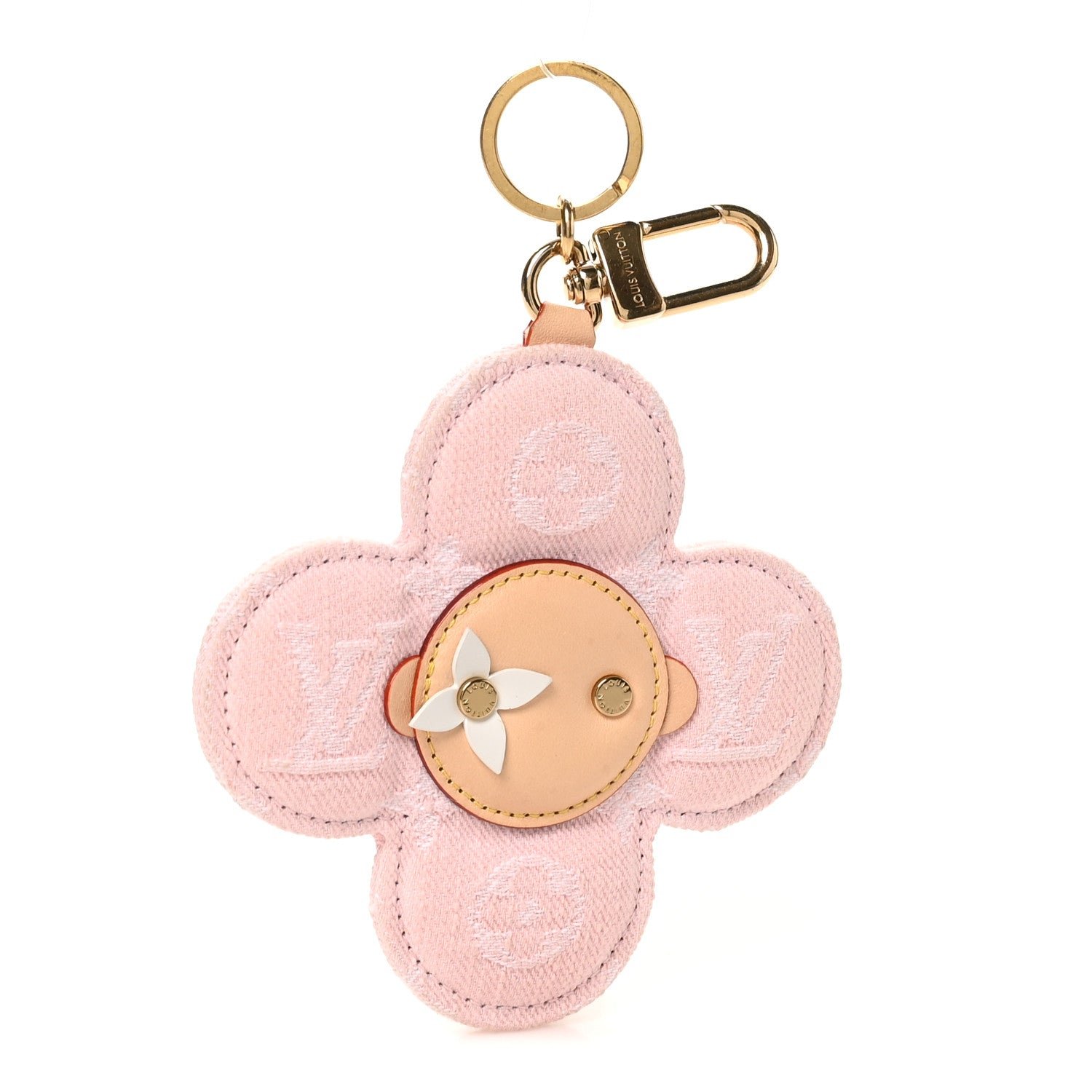 Louis Vuitton Denim Monogram Vivienne Bag Charm Key Holder Rose