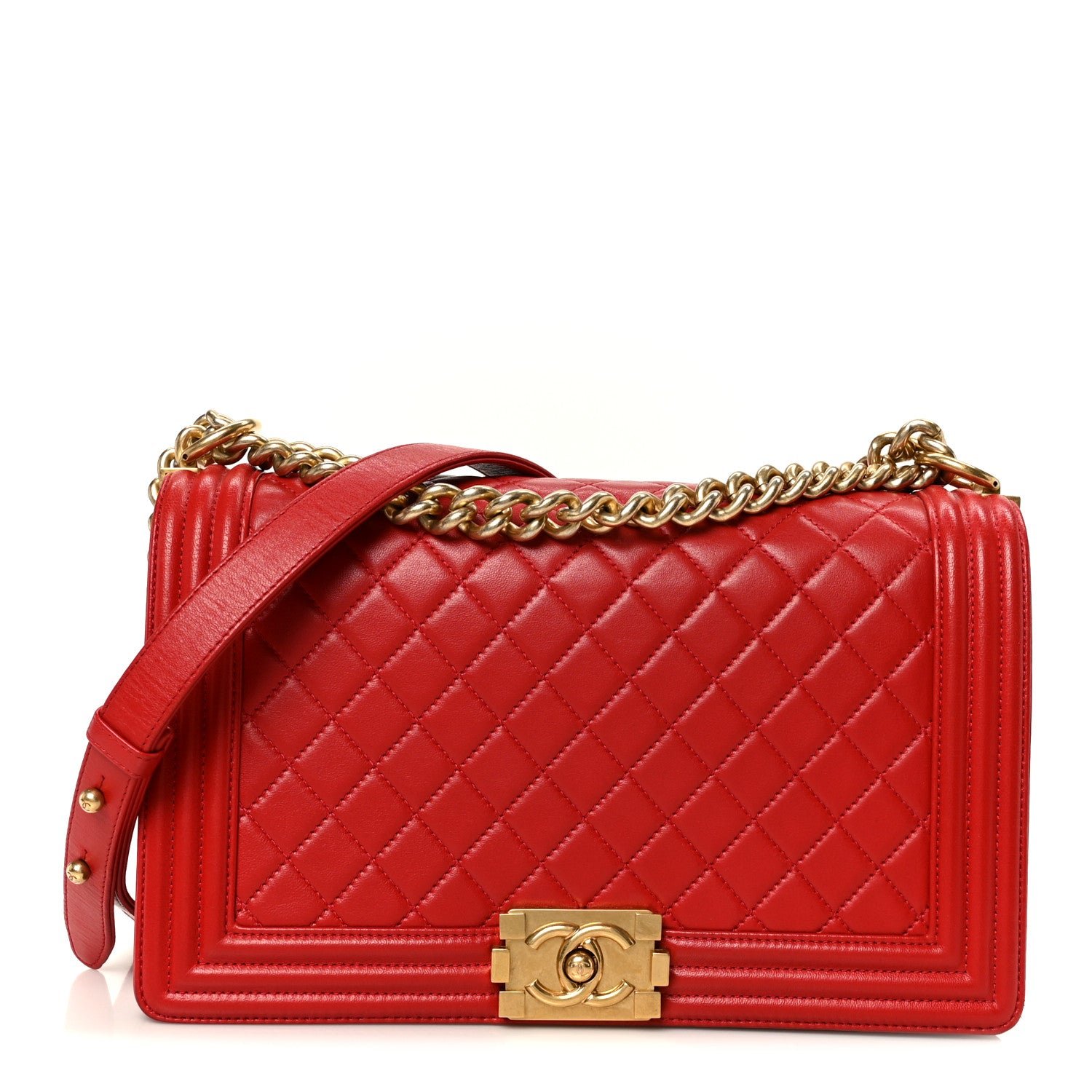 Chanel Lambskin Quilted New Medium Boy Flap Red