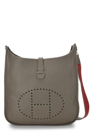 Hermès Etoupe Grey Clemence Leather Evelyne III Amazone TGM