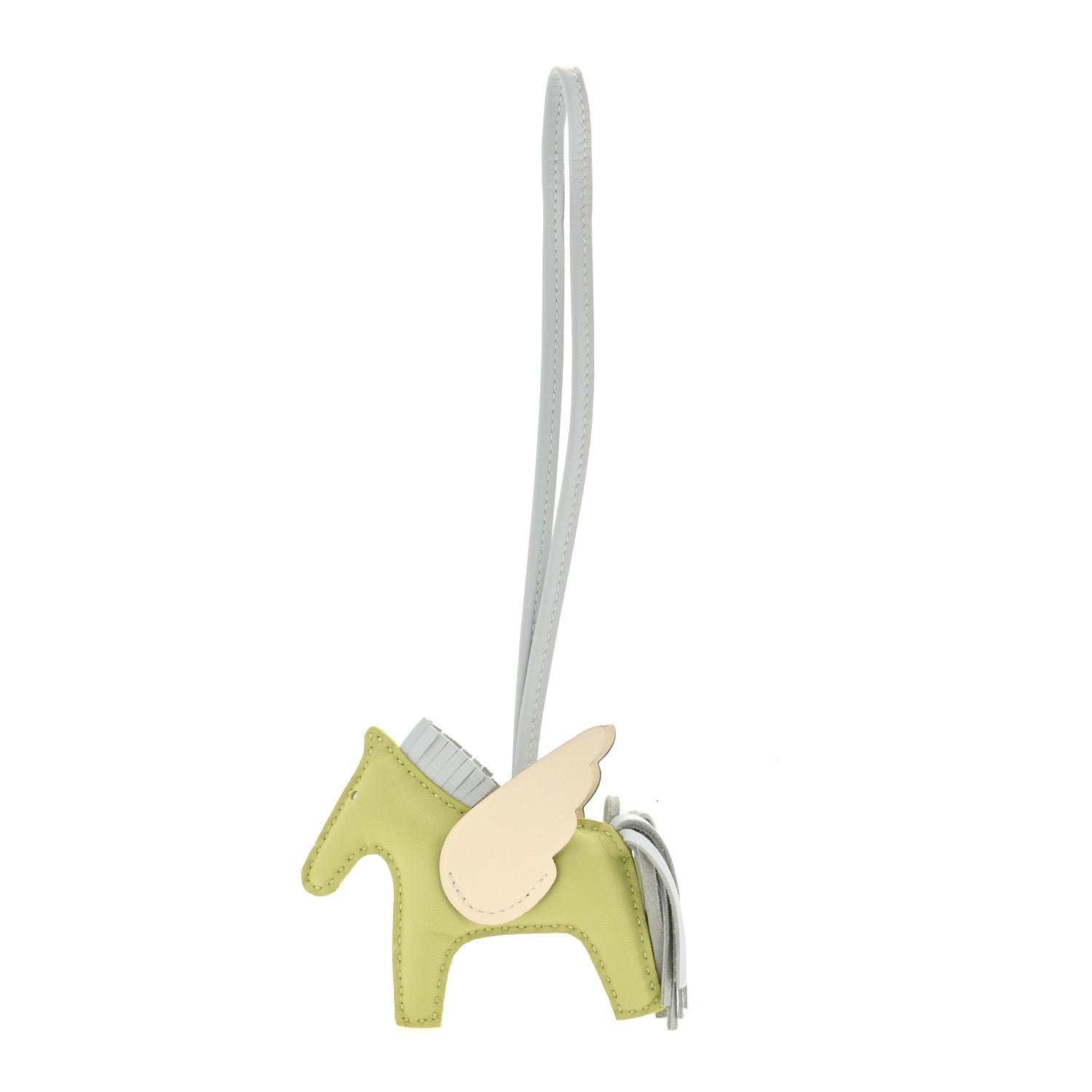 Hermes Milo Lambskin Grigri Rodeo Pegase Horse Bag Charm PM Jaune Bourgeon Bleu Brume Nata