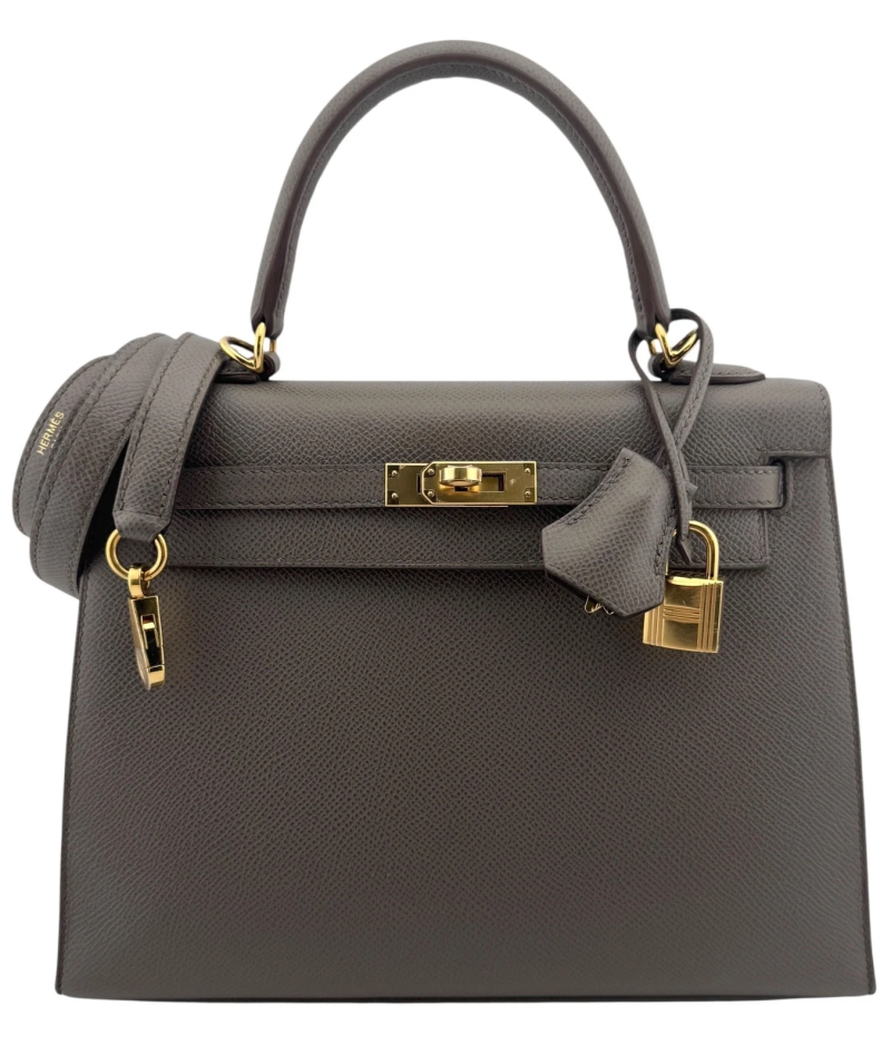 Hermes Etain Epsom Sellier Kelly 25 Gold Hardware, 2019