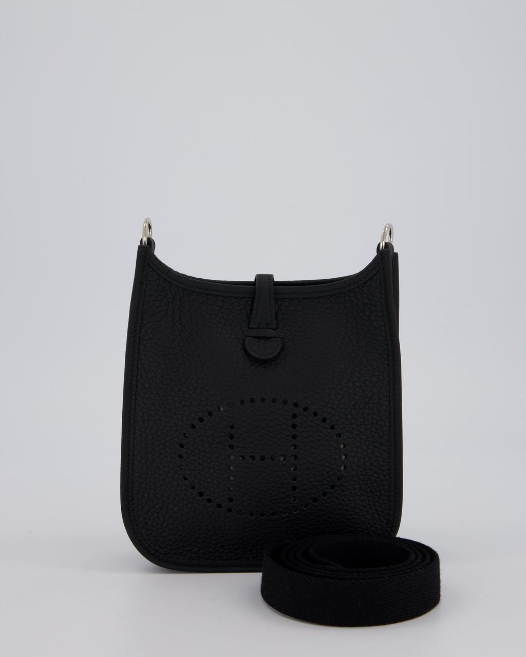 Hermès Mini Evelyne 16 Bag in Black Clemence Leather with Palladium Hardware