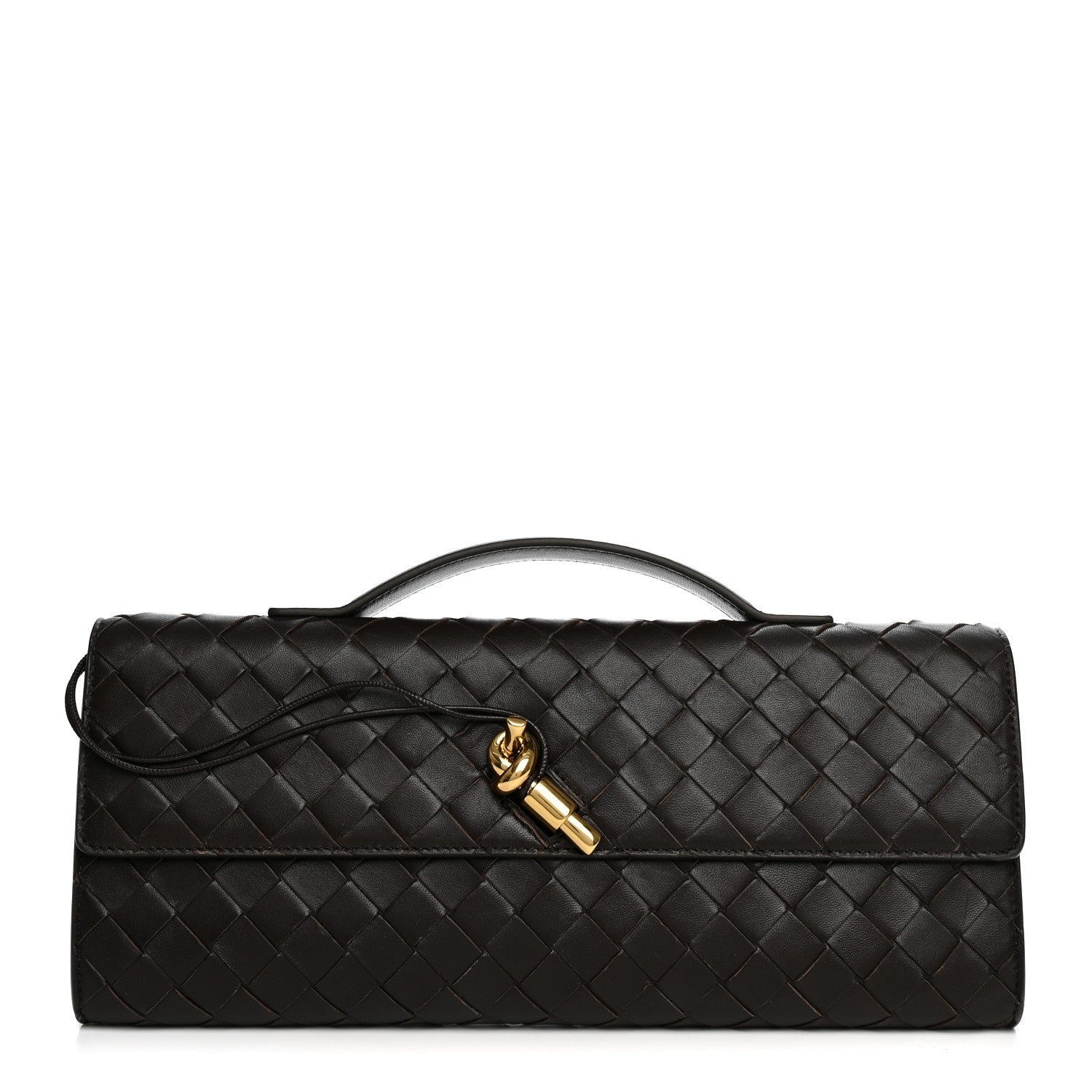Bottega Veneta Nappa Intrecciato Long Andiamo Top Handle Clutch Fondant
