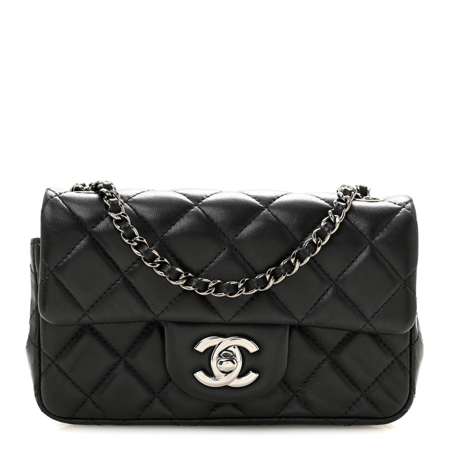Chanel Lambskin Quilted Extra Mini Rectangular Flap Black