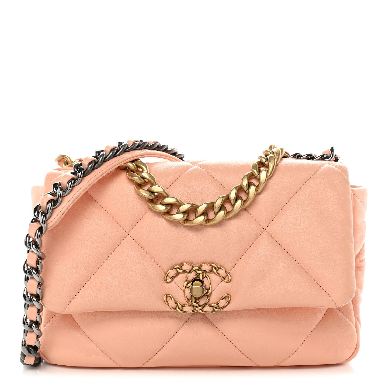 Chanel Goatskin Quilted Medium Chanel 19 Flap Light Pink