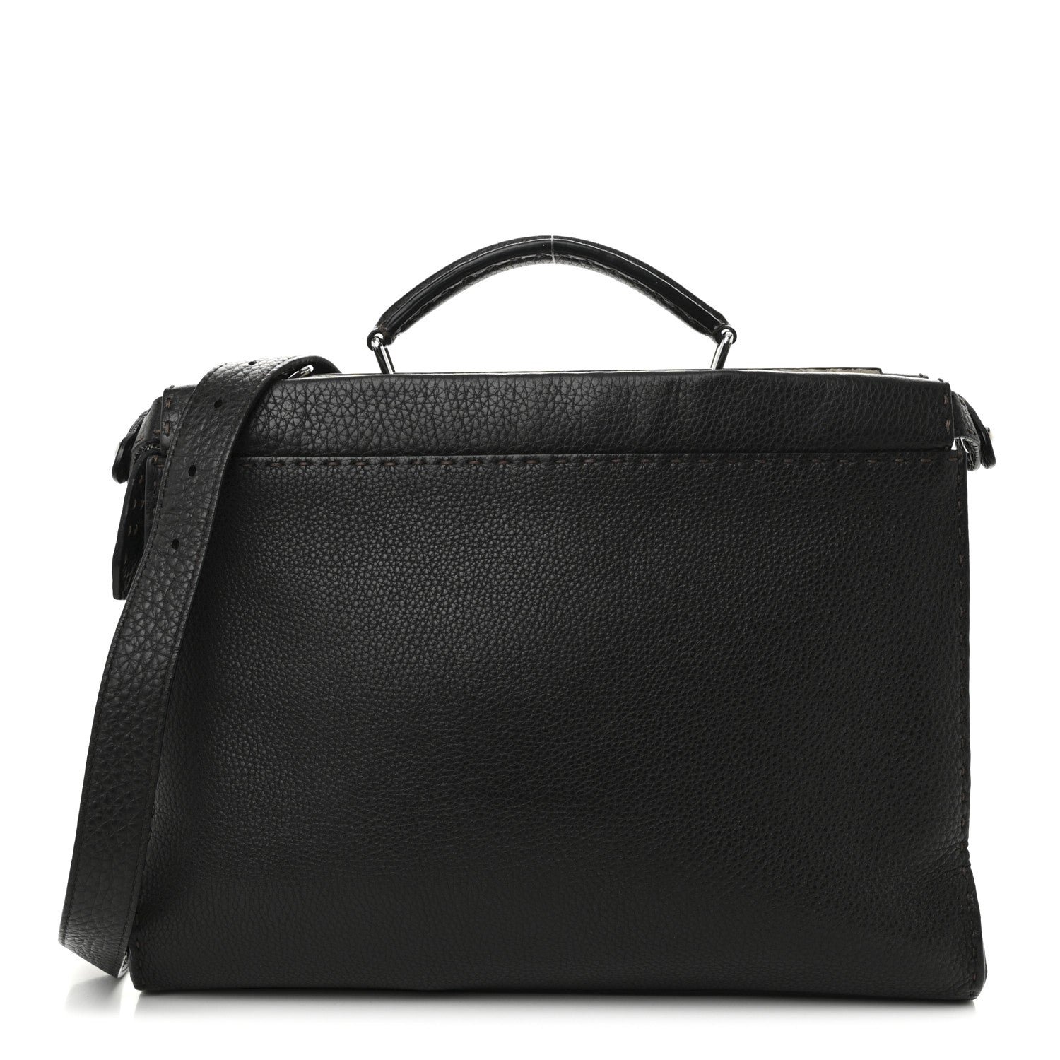 Fendi Calfskin Romano Selleria Large Peekaboo Iconic Fit Satchel Brown Milk Multicolor