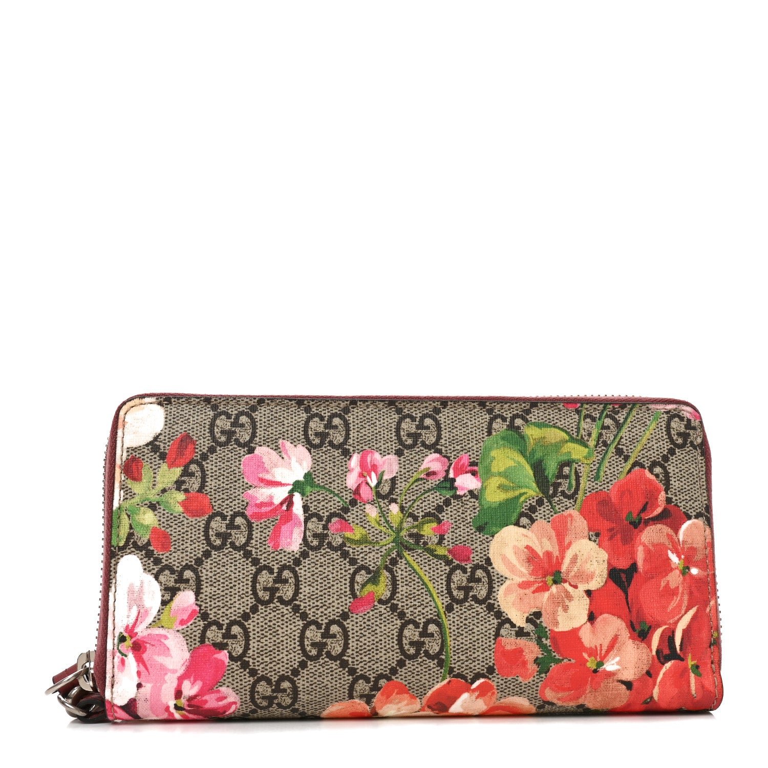 Gucci GG Supreme Monogram Blooms Wrist Wallet Beige Multicolor Beige Multicolor Dry Rose