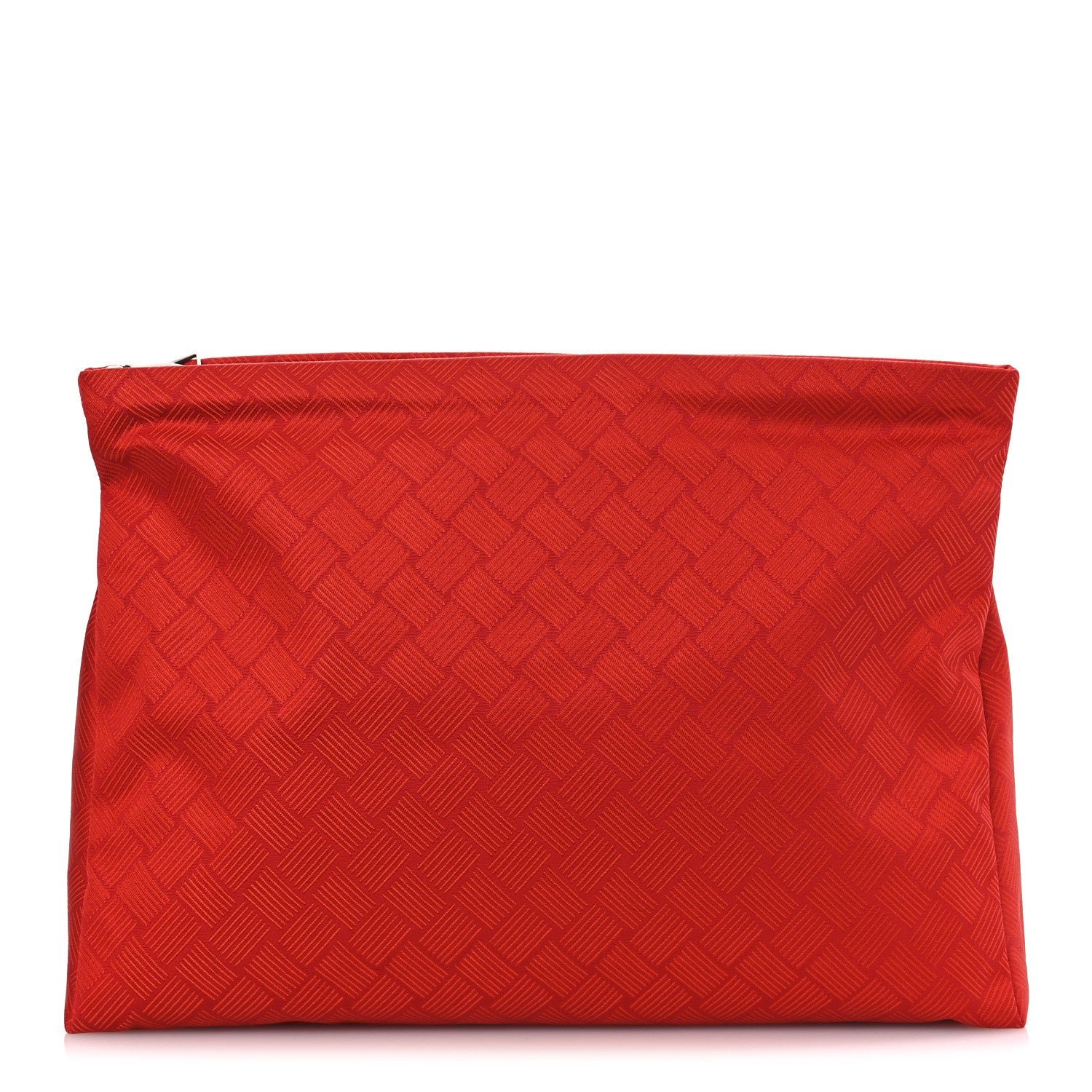 Bottega Veneta Econyl Jacquard Nylon Intreccio Zip Pouch Clutch Tomato