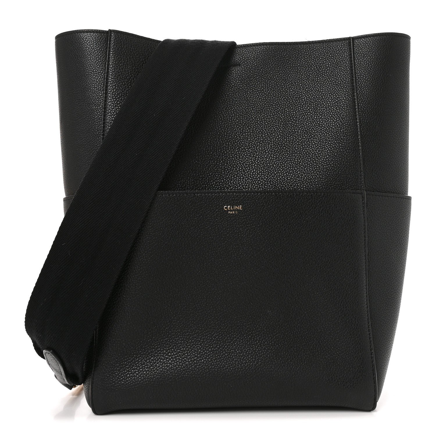 Celine Soft Grained Calfskin Sangle Bucket Bag Black