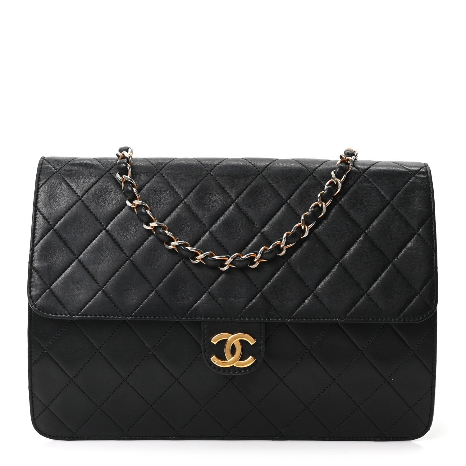 Chanel Lambskin Quilted Medium Single Flap Black