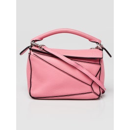 Loewe Pink Pebbled Calfskin Leather Mini Puzzle Bag