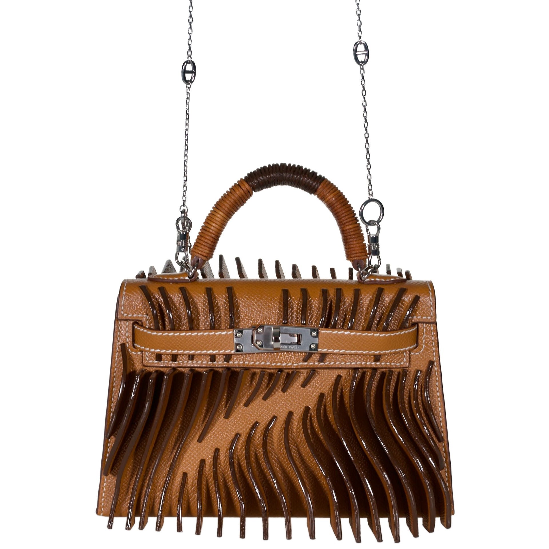 Hermes Jay Ahr “Relief” Act I Hermès Mini Kelly II Gold with Palladium Hardware