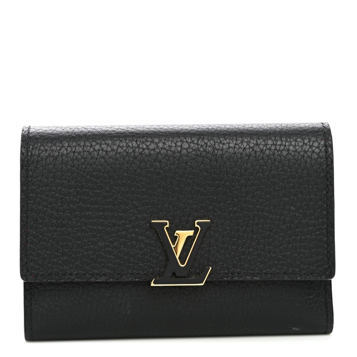 Louis Vuitton Taurillon Capucines Compact Wallet Black