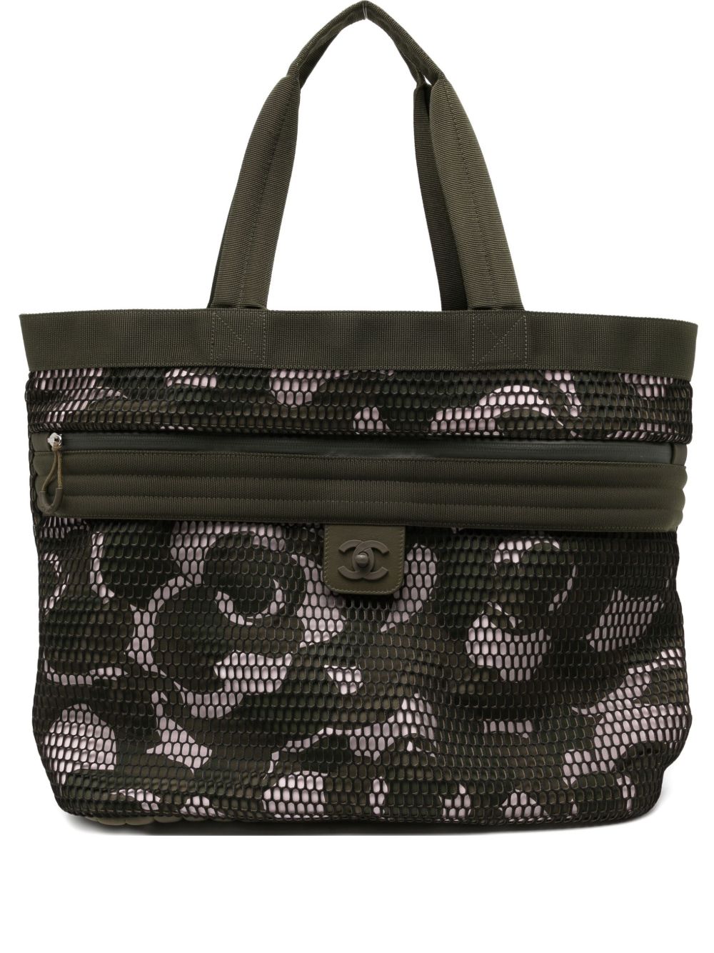 Sporty Gym Mesh Nylon Dark Green Tote