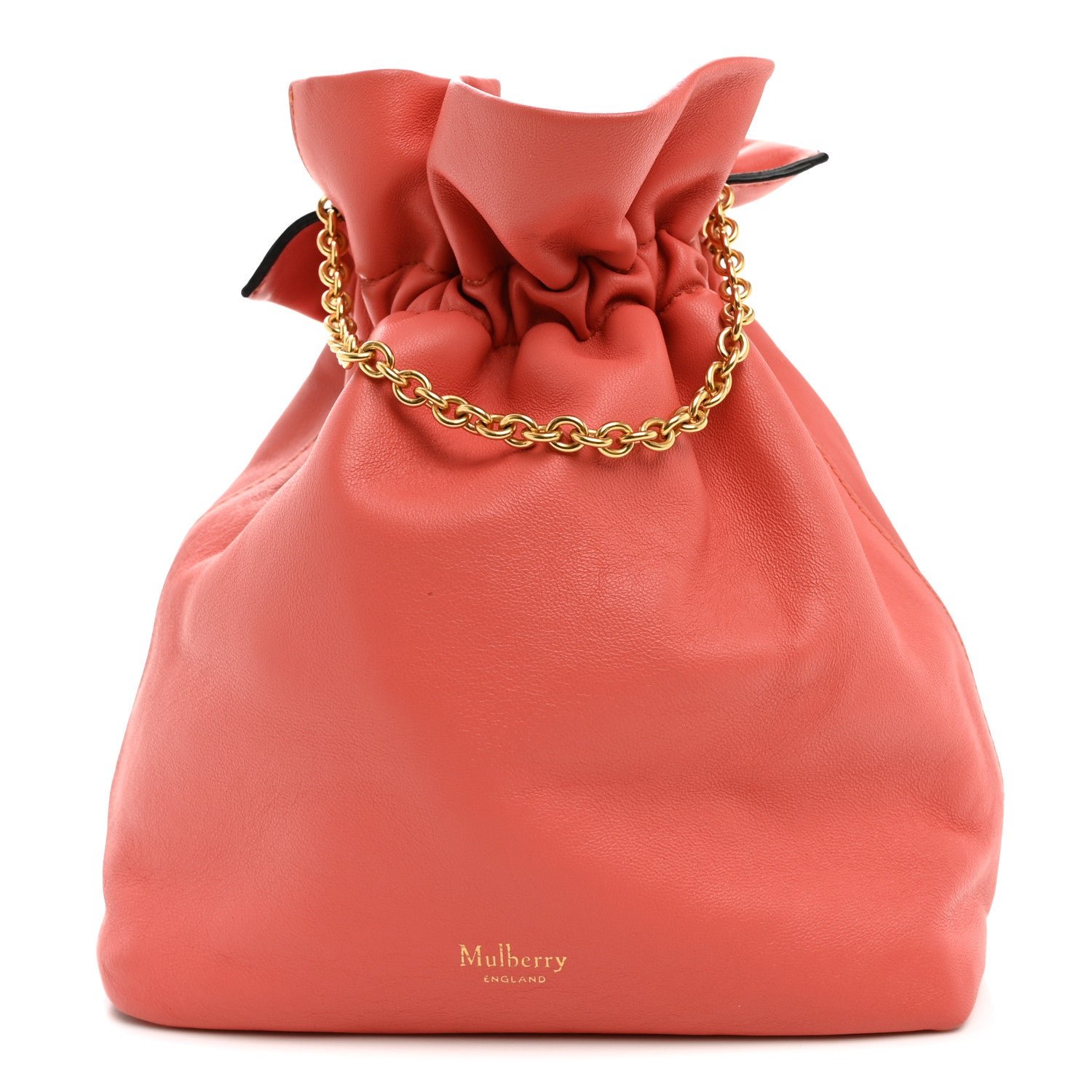 Mulberry Lambskin Mini Lynton Bucket Bag Coral