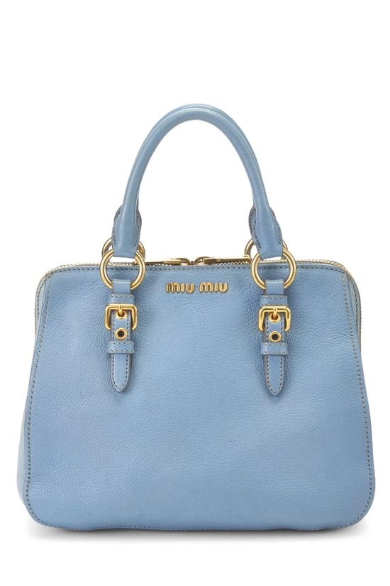 Blue Leather Convertible Handbag