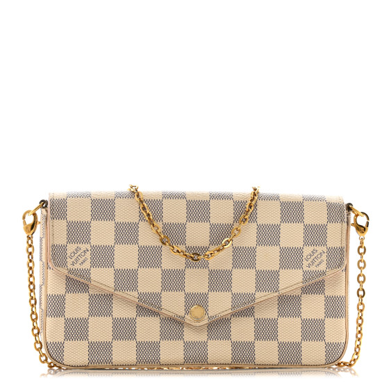 Louis Vuitton Damier Azur Pochette Felicie Chain Wallet Rose Ballerine