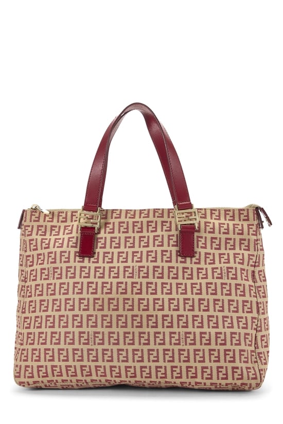 Fendi Red Zucchino Canvas Handbag