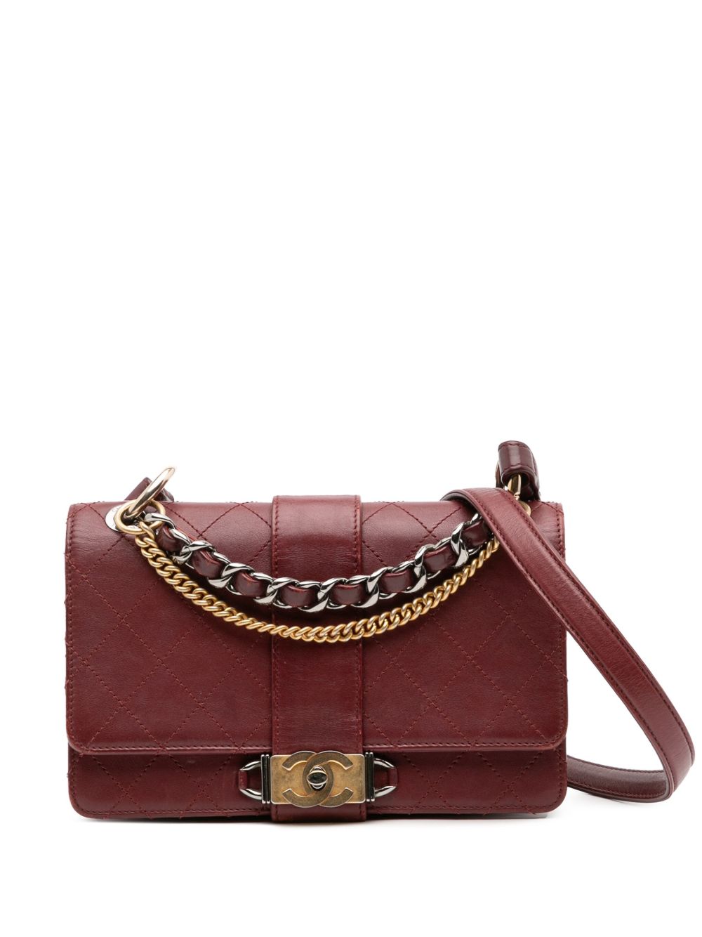 2018 CC Stitched Calfskin Chain Flap satchel
