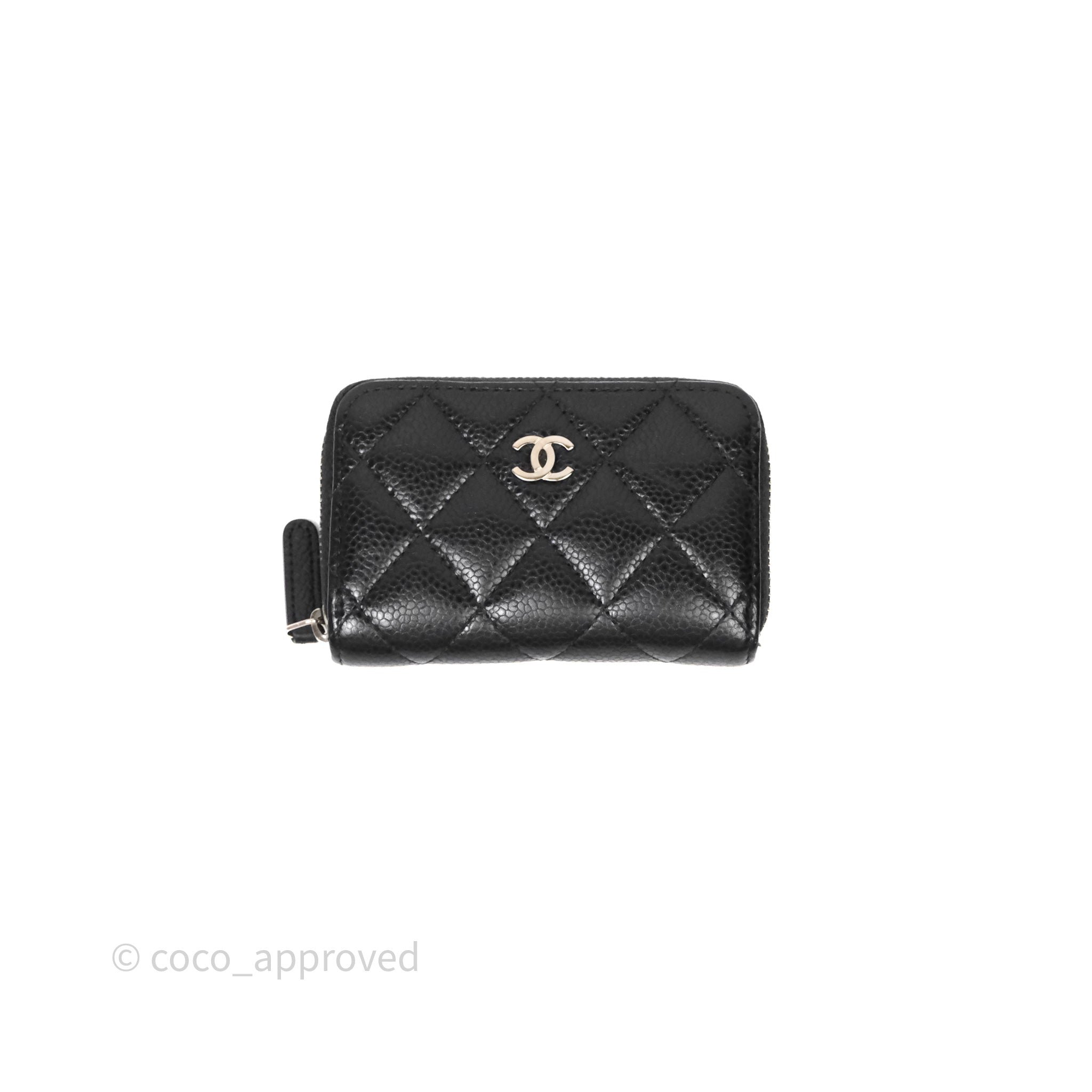 Chanel Classic Zipped Coin Purse Black Caviar Silver Hardware