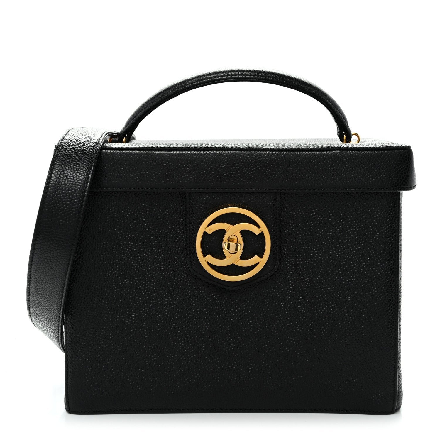 Chanel Caviar Vanity Train Case Black